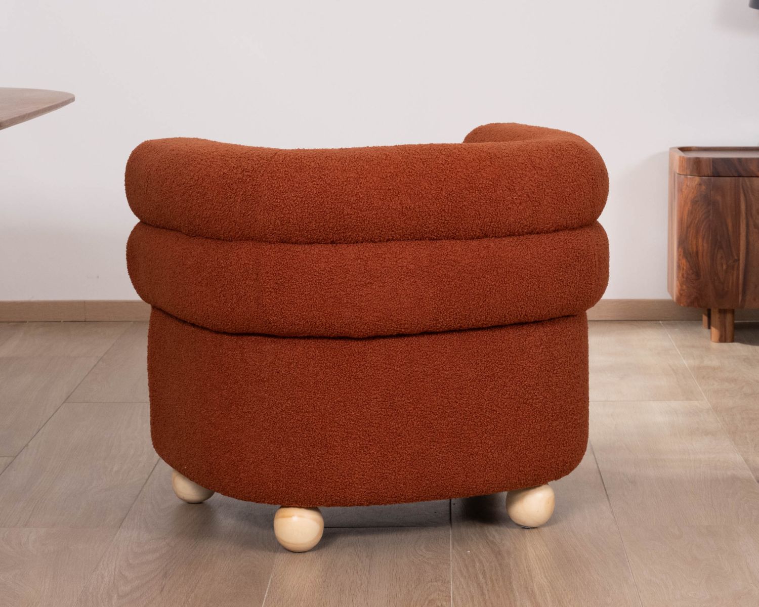 Pequeño sillón envolvente de estilo vintage «Wala» en tela color terracota