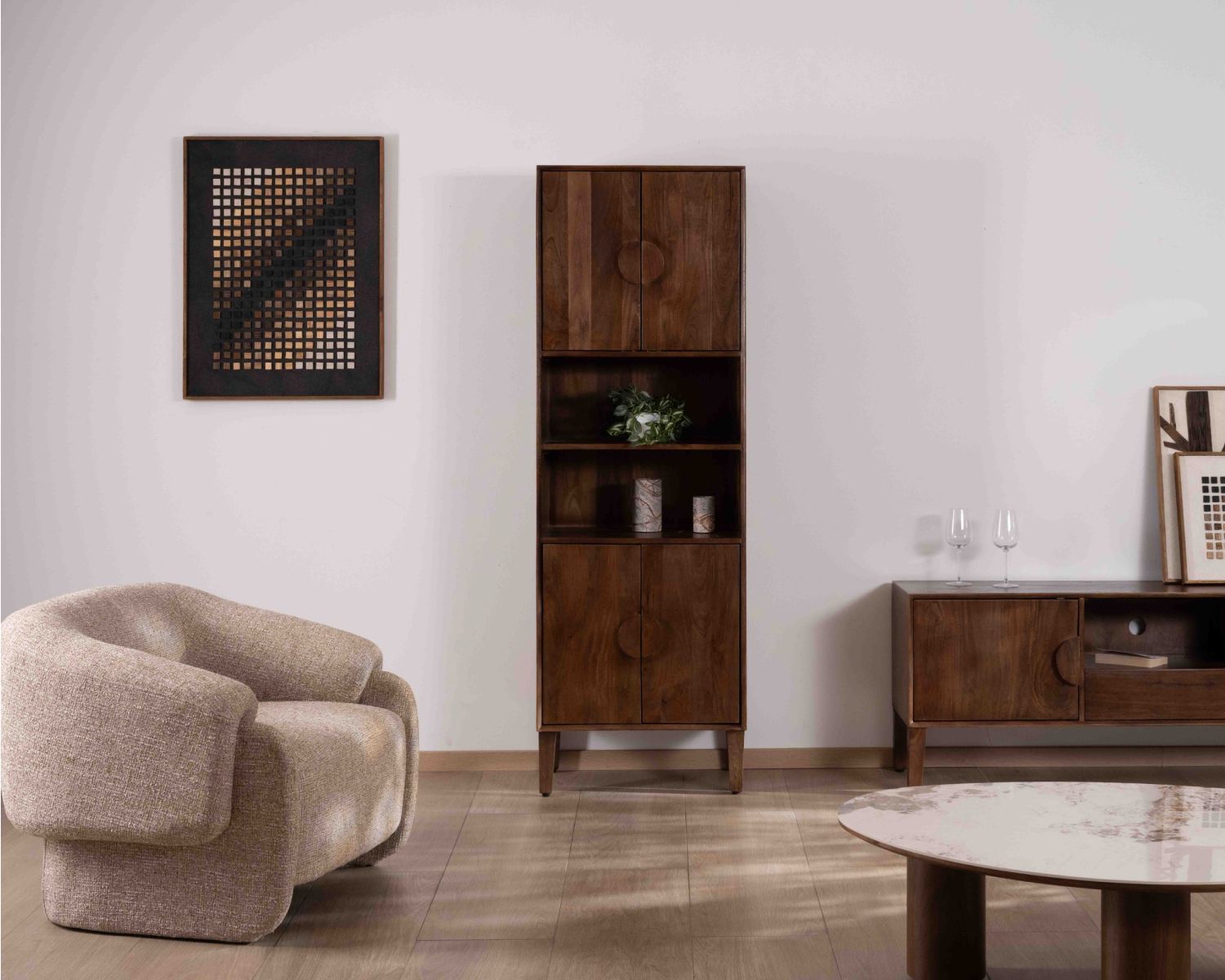 Estantería retro de madera maciza de mango oscuro, 60 cm, «Kaldo», estilo mid-century