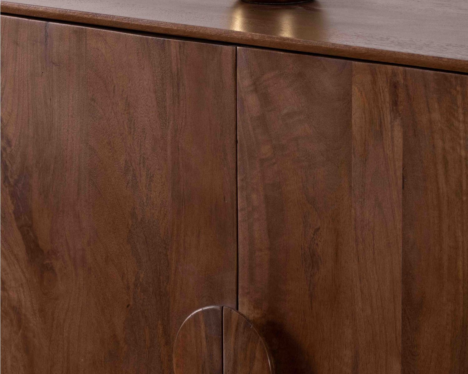 Aparador retro de 4 puertas en madera maciza de mango oscuro, 180 cm, modelo «Kaldo», estilo mid-century