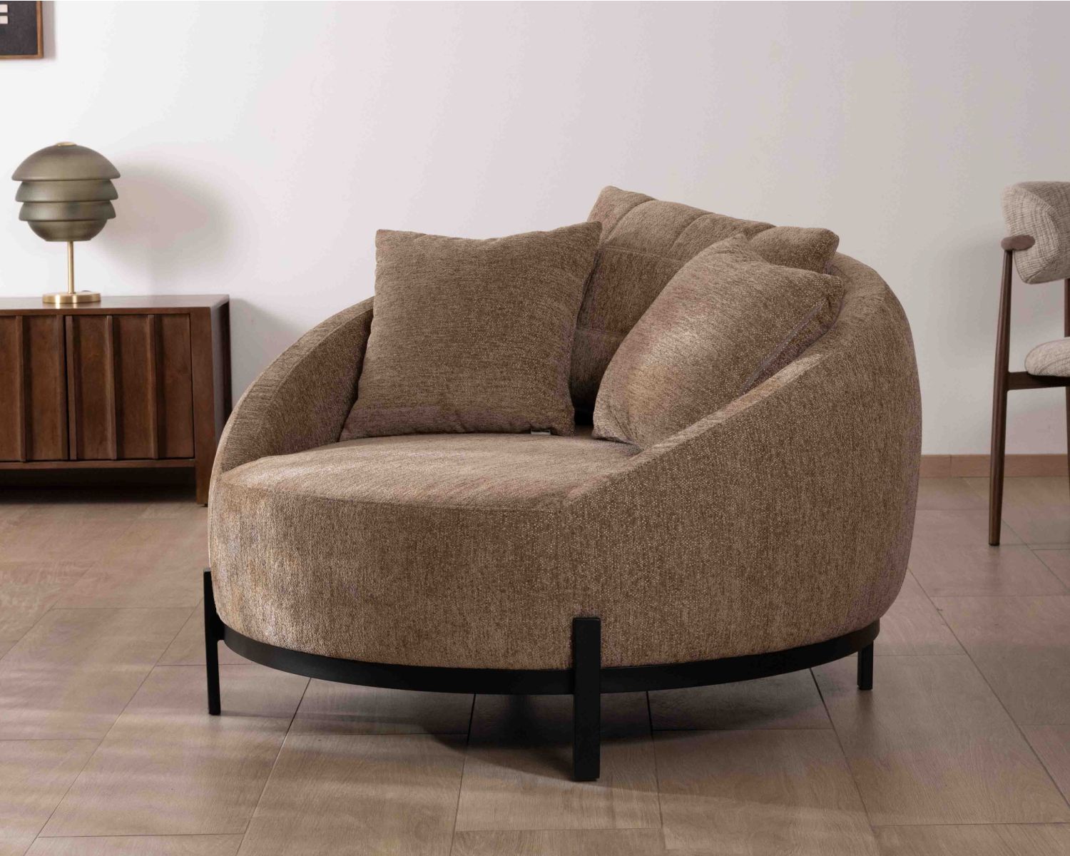 Sillón XL de tejido rizado color topo «Sweet Culture», 120 cm, ultracómodo