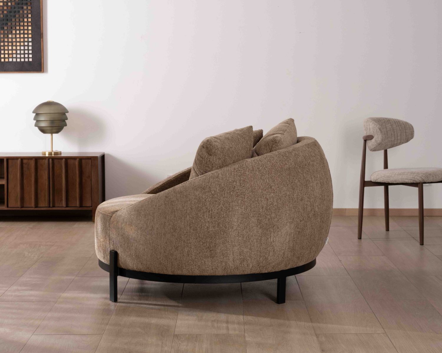 Sillón XL de tejido rizado color topo «Sweet Culture», 120 cm, ultracómodo