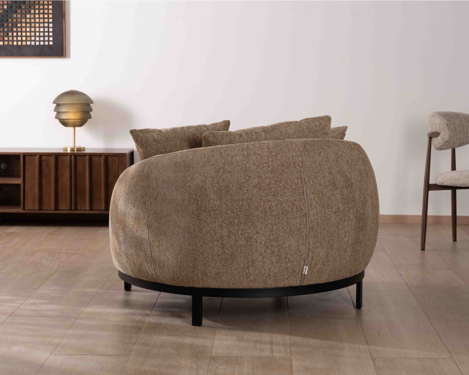 Sillón XL de tejido rizado color topo «Sweet Culture», 120 cm, ultracómodo