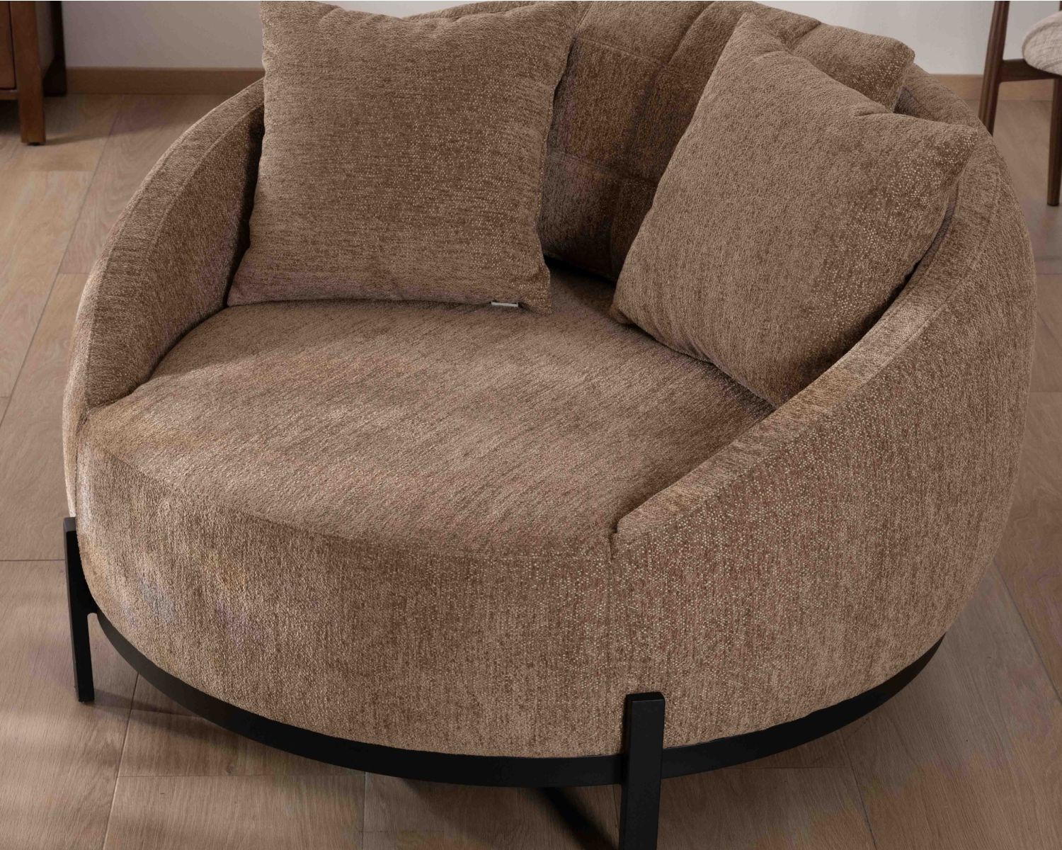 Sillón XL de tejido rizado color topo «Sweet Culture», 120 cm, ultracómodo