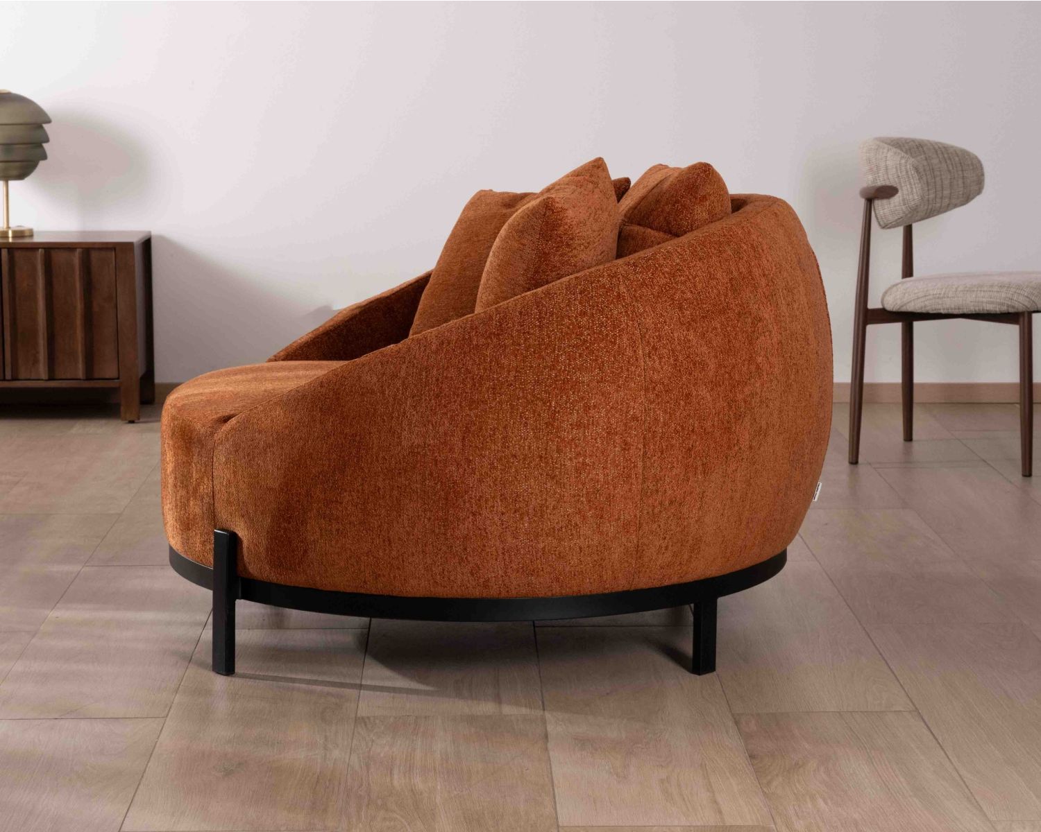 Sillón XL de 120 cm, ultracómodo, con cojines a juego «Sweet Culture» de tejido rizado en color terracota