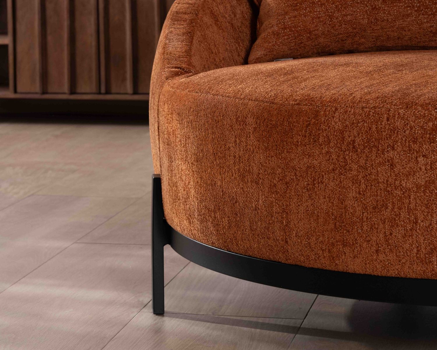 Sillón XL de 120 cm, ultracómodo, con cojines a juego «Sweet Culture» de tejido rizado en color terracota
