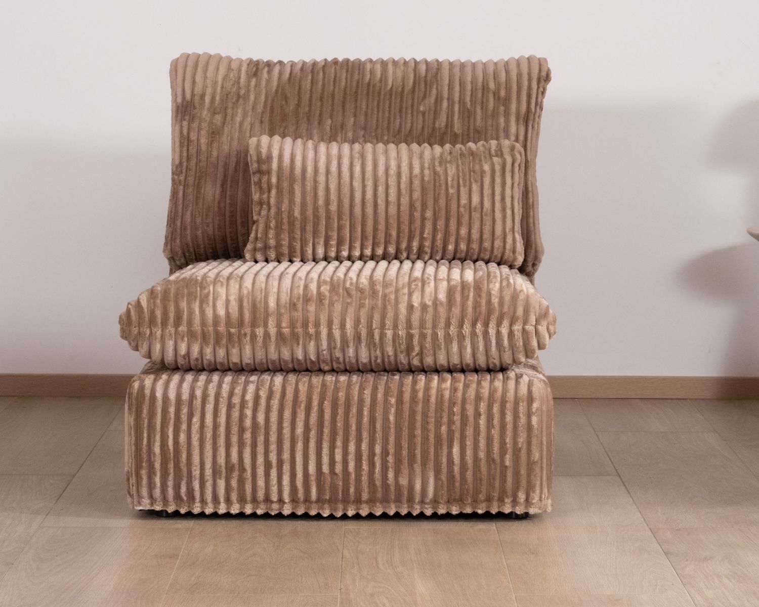Módulo de 1 plaza para el sofá modular «Kédusa» en terciopelo de rizo ancho color camel 