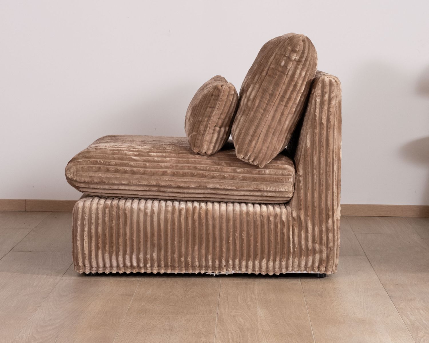 Módulo de 1 plaza para el sofá modular «Kédusa» en terciopelo de rizo ancho color camel 