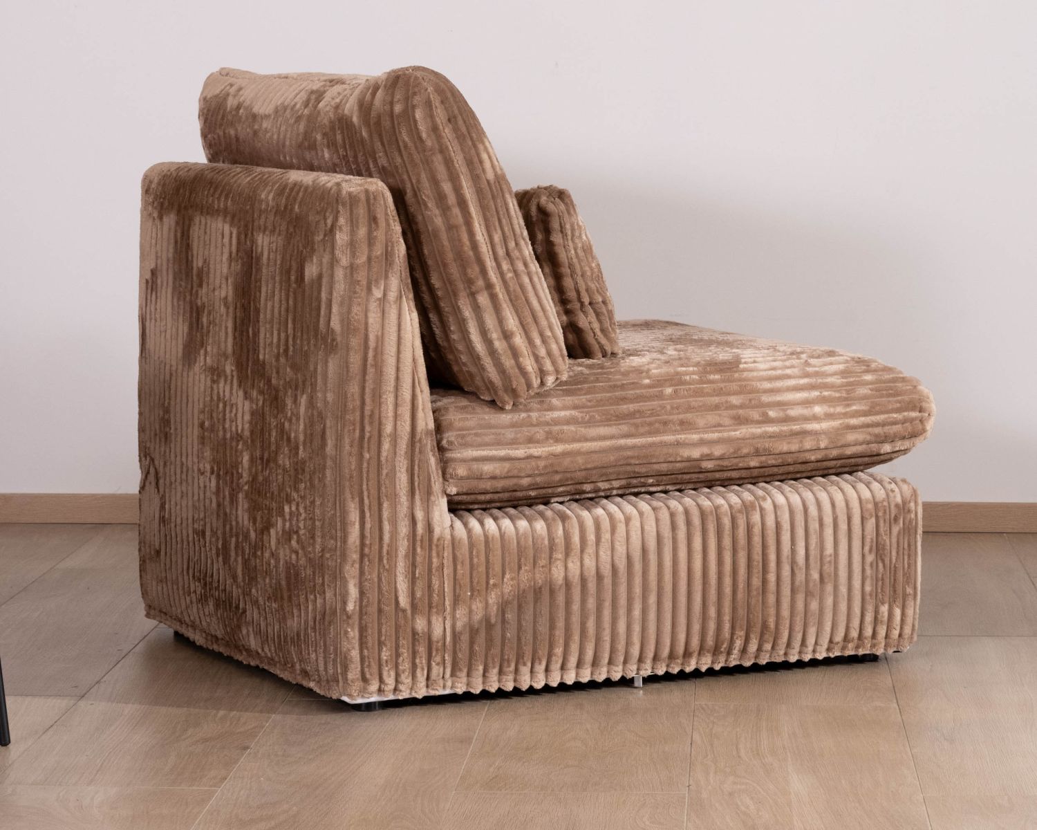 Módulo de 1 plaza para el sofá modular «Kédusa» en terciopelo de rizo ancho color camel 