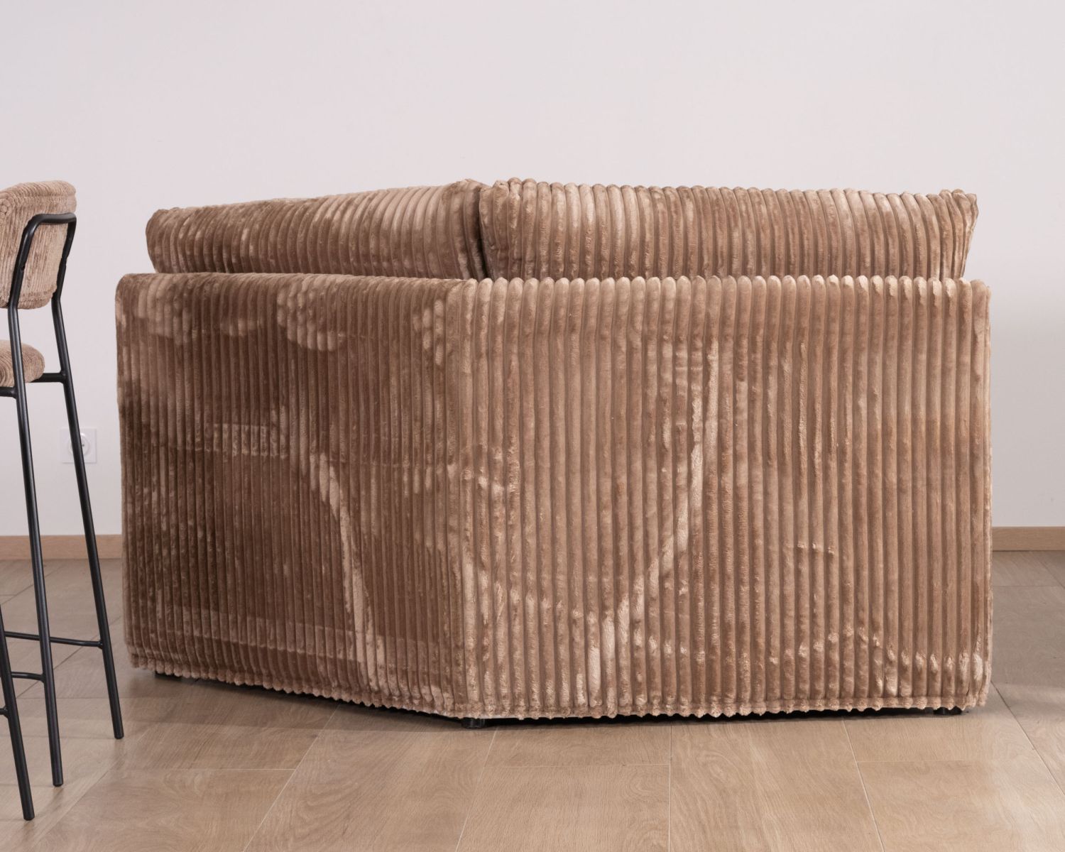 Módulo de esquina para sofá modular de color camel, de terciopelo de rizo ancho «Kédusa»