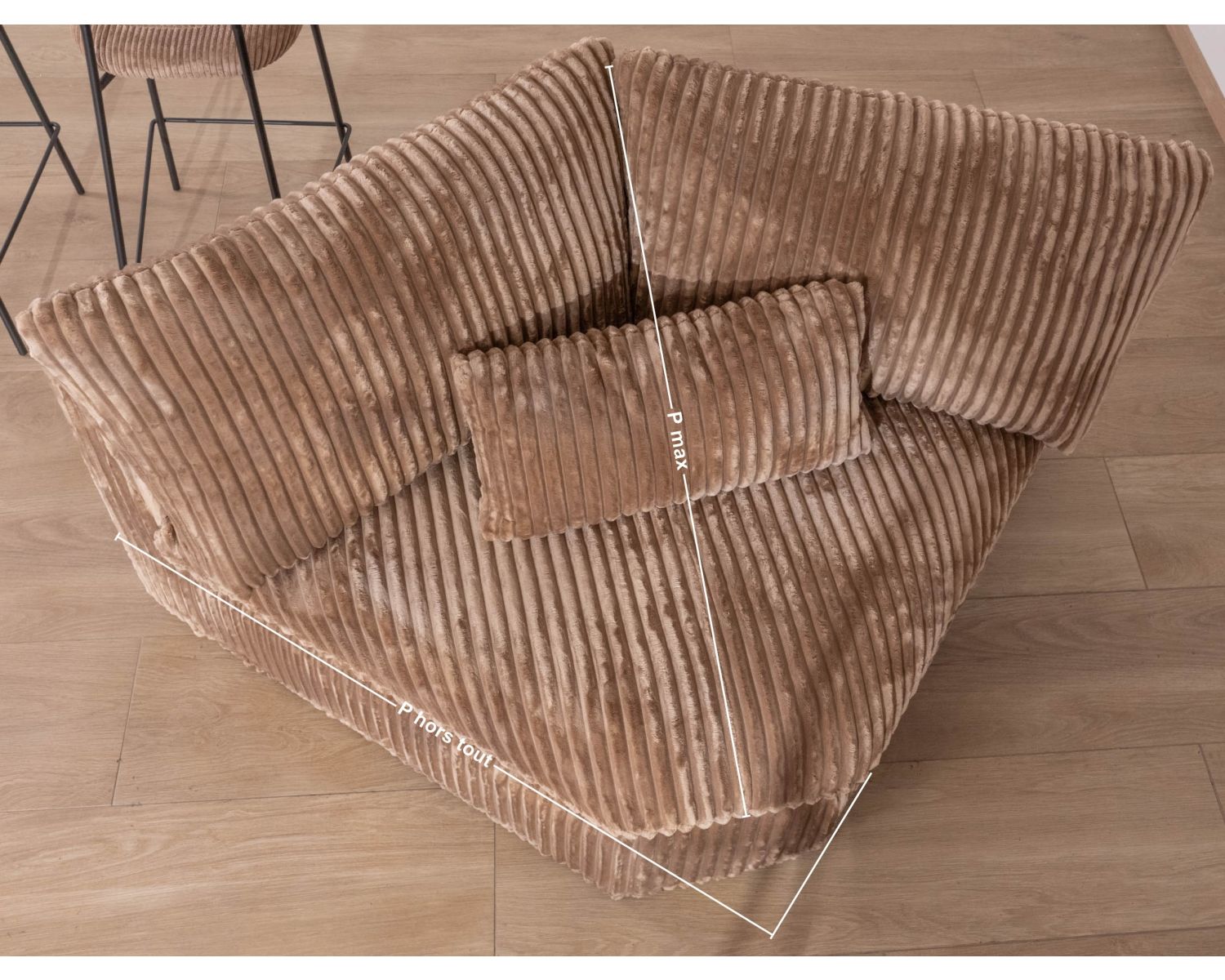 Módulo de esquina para sofá modular de color camel, de terciopelo de rizo ancho «Kédusa»