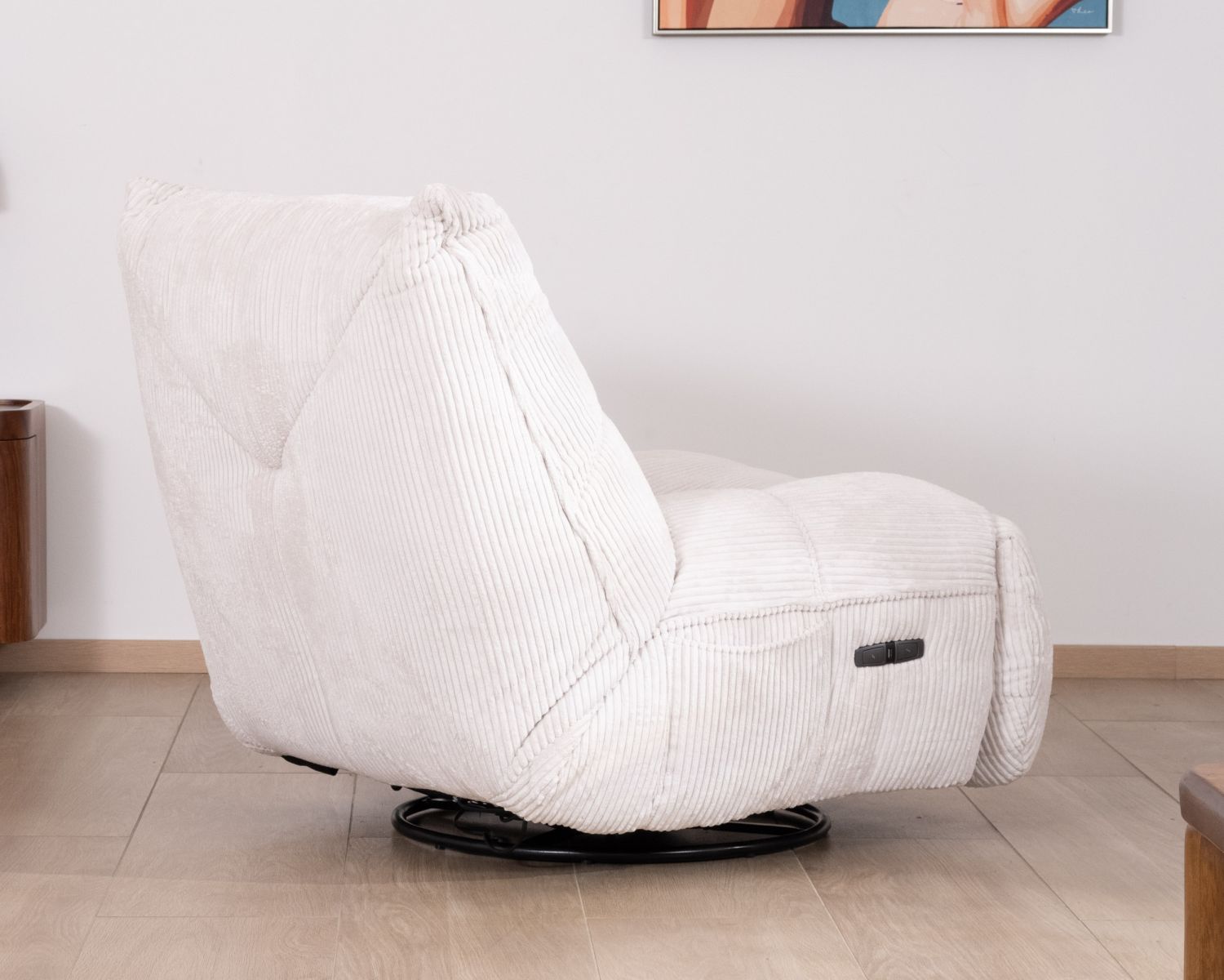 Sillón giratorio y reclinable de pana cruda «Cascada»