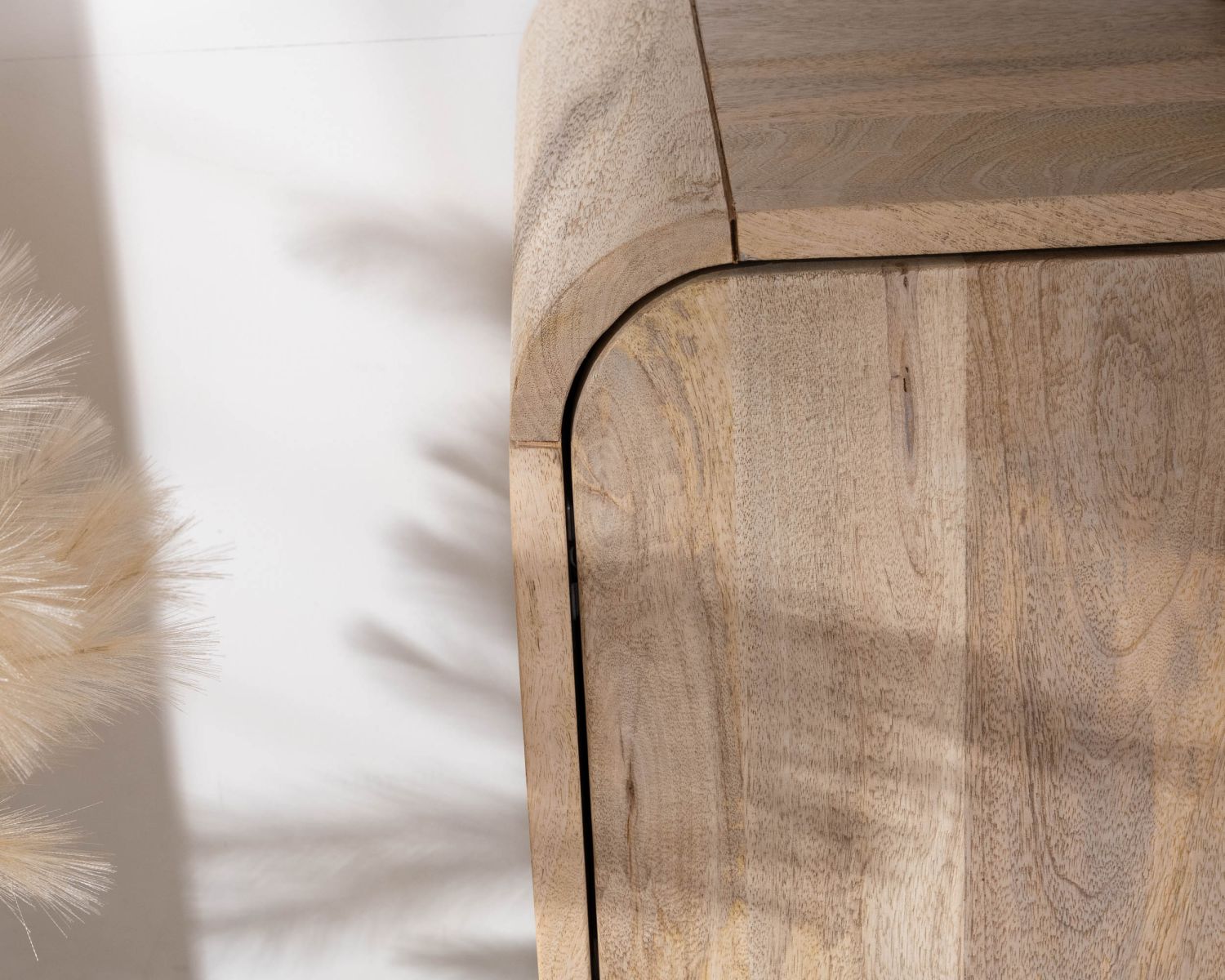 Aparador de 180 cm de madera de mango con diseño minimalista «Jappy» de estilo japandi, de 4 puertas