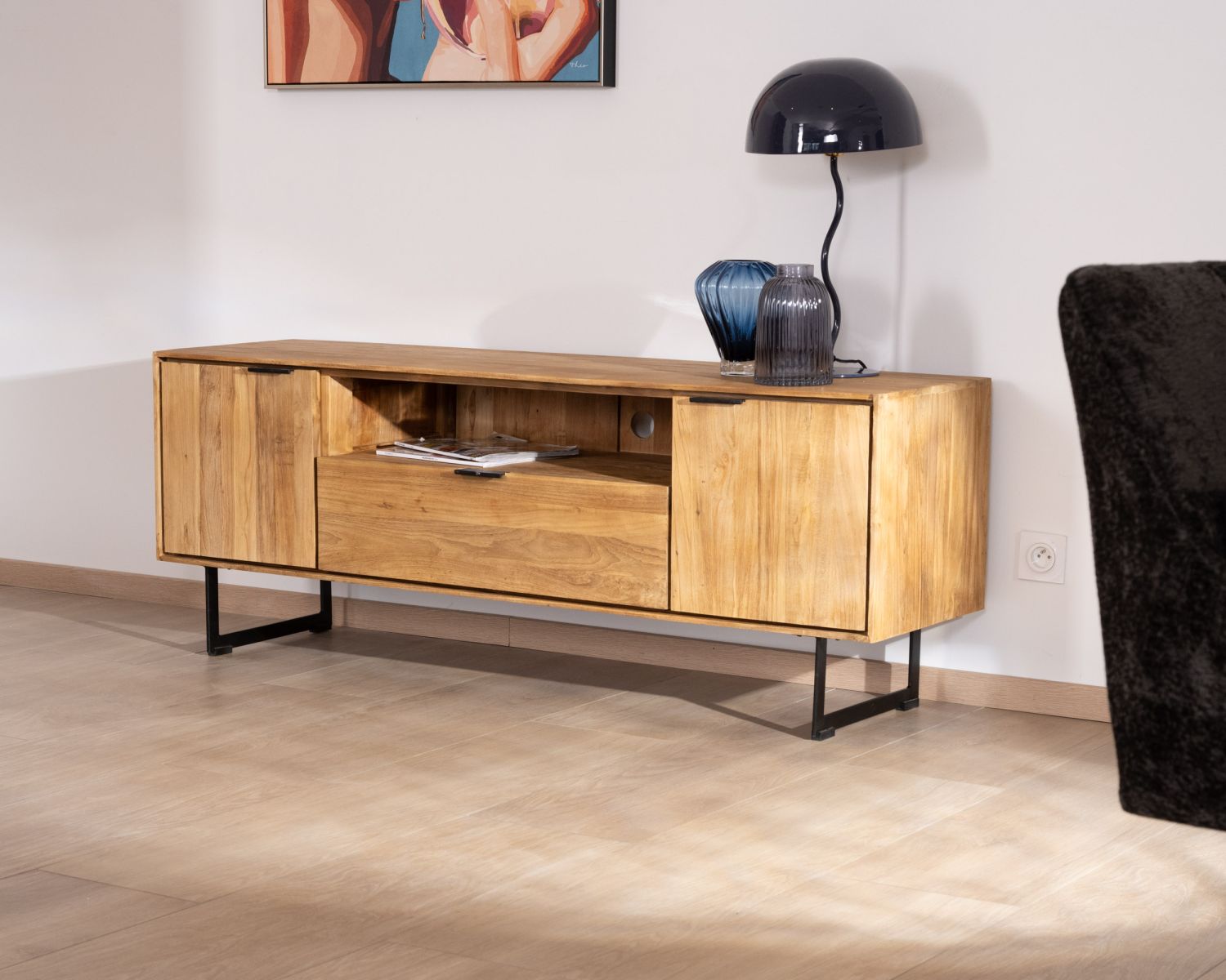 Mueble para la tele de teca reciclada «Bahia», estilo retro