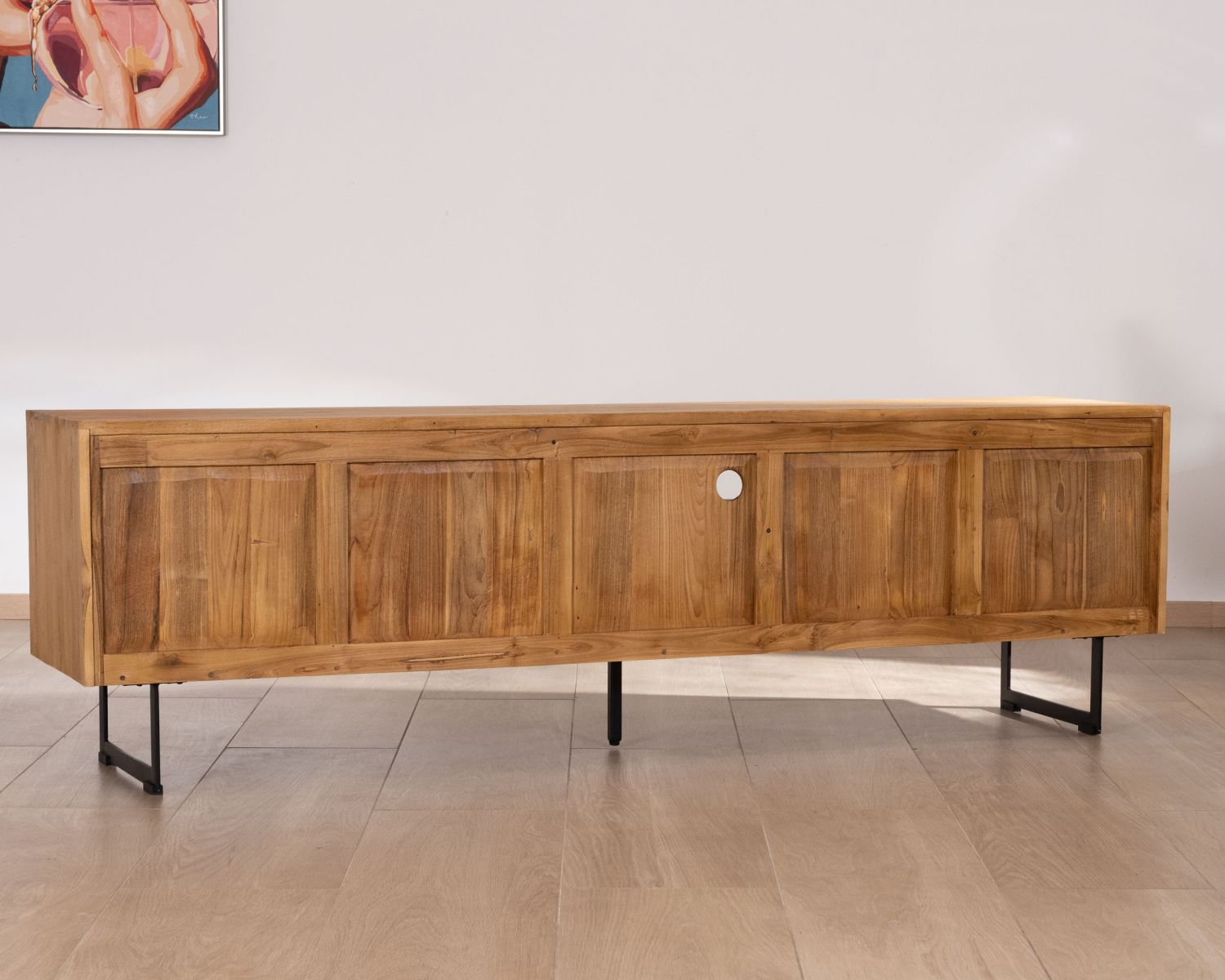 Mueble de televisión grande de 200 cm de teca reciclada «Bahia», estilo retro
