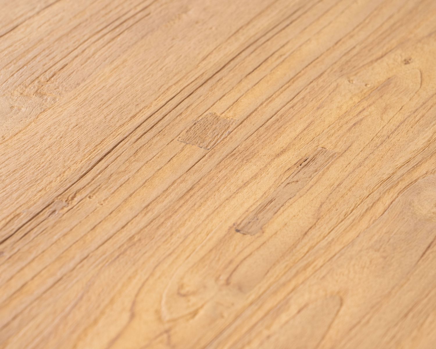 Mesa de comedor de 2 m de teca natural «Bahia» con patas de metal Mikado