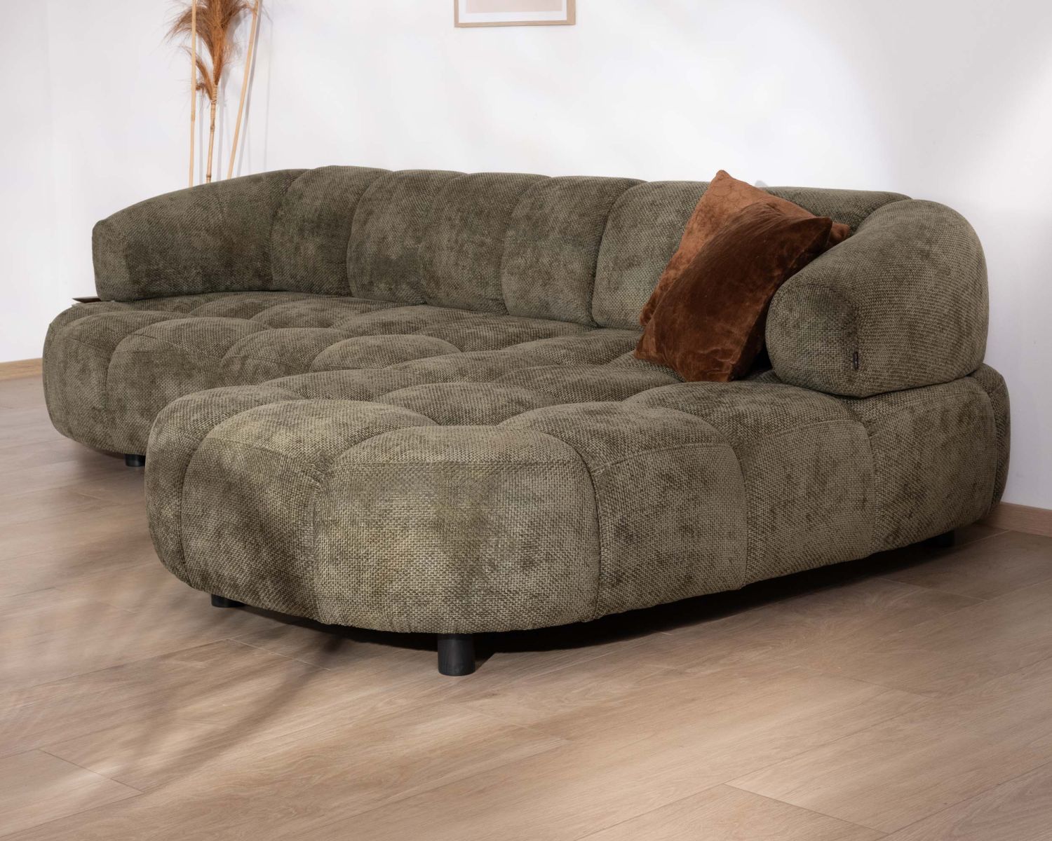 Sofá con ajuste eléctrico y chaise longue «Syltan» en tejido ultrasuave de color verde oscuro
