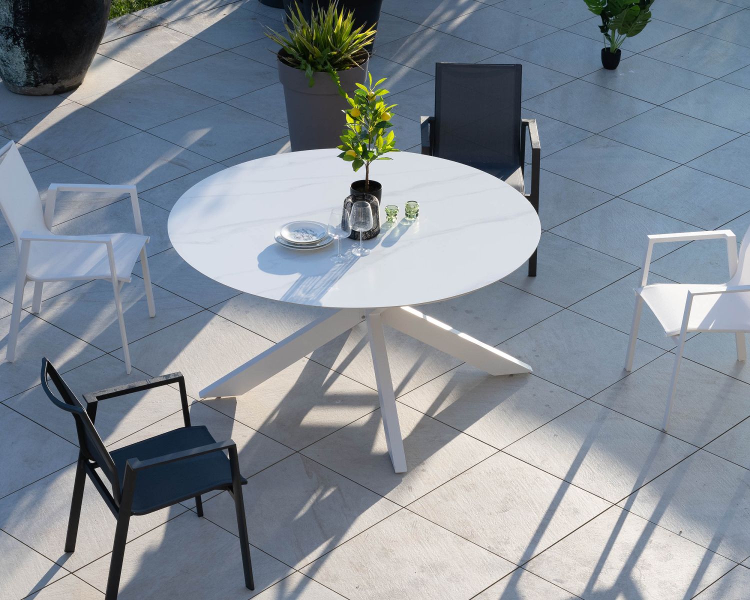 Silla de jardín de aluminio y tejido en color antracita «Campobello»