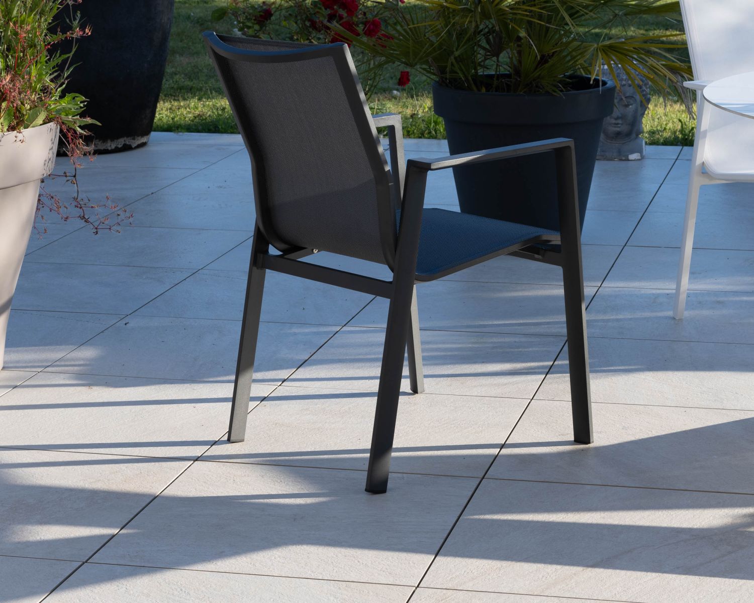 Silla de jardín de aluminio y tejido en color antracita «Campobello»