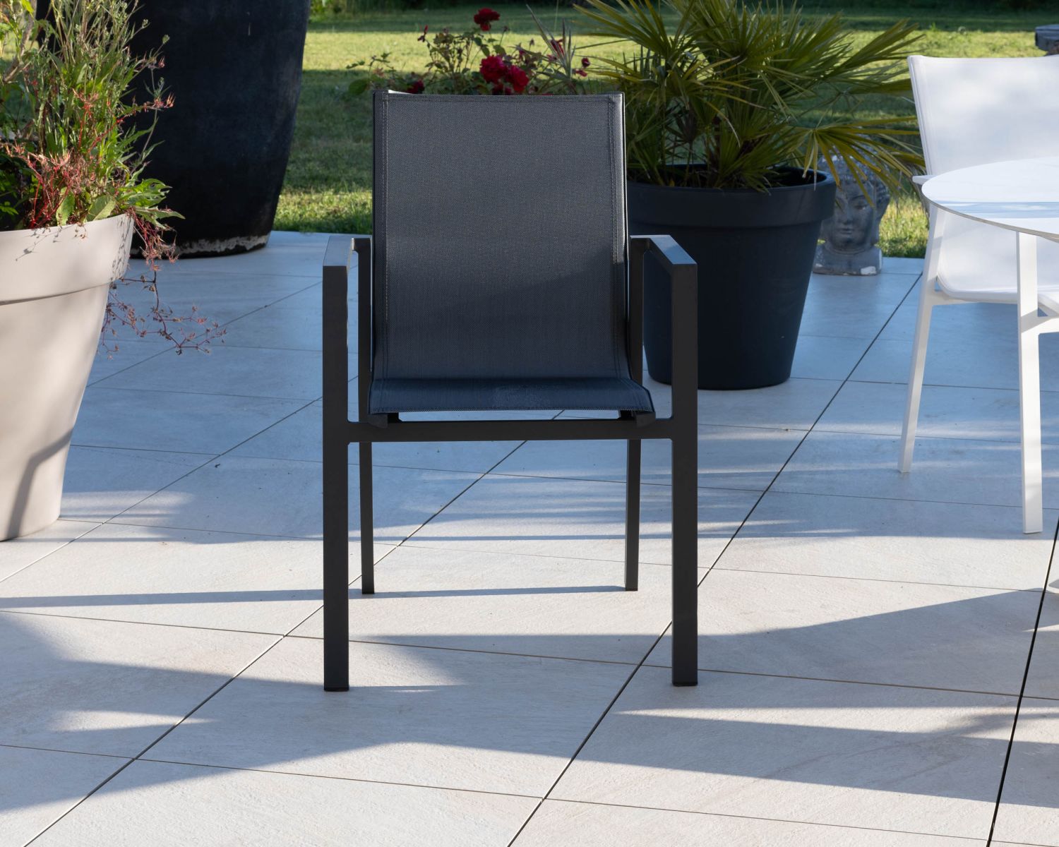 Silla de jardín de aluminio y tejido en color antracita «Campobello»