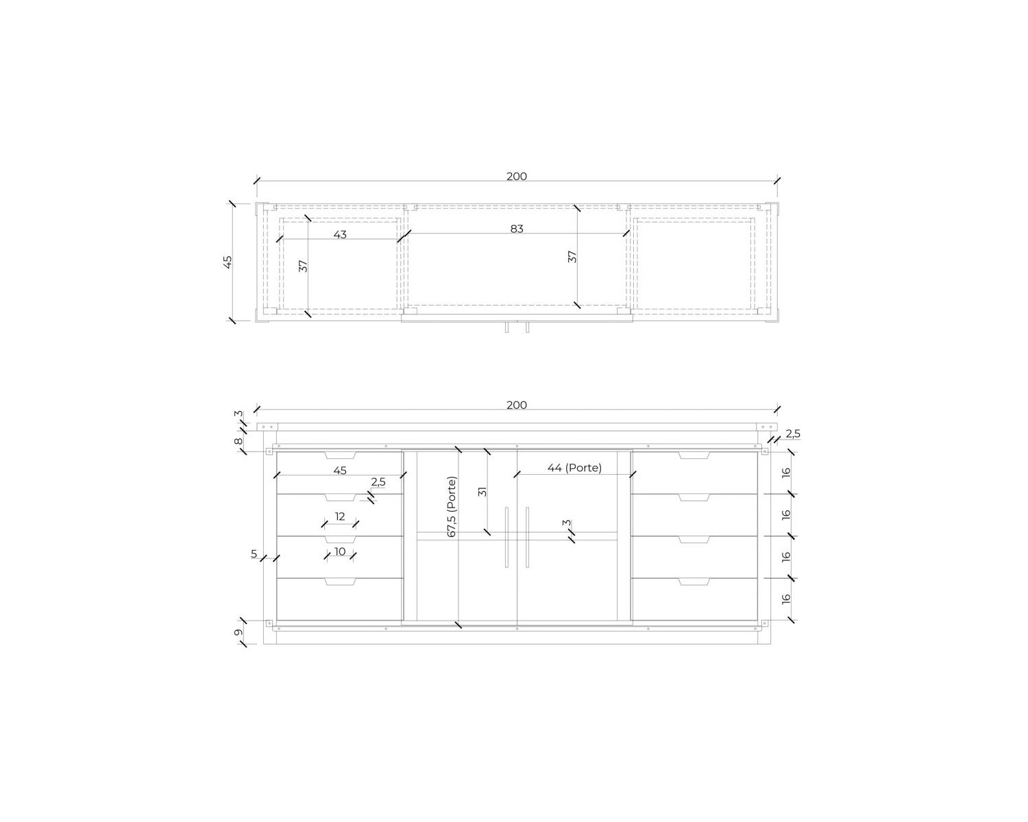 Aparador de metal y madera de 200 cm con puertas correderas «Caractère»