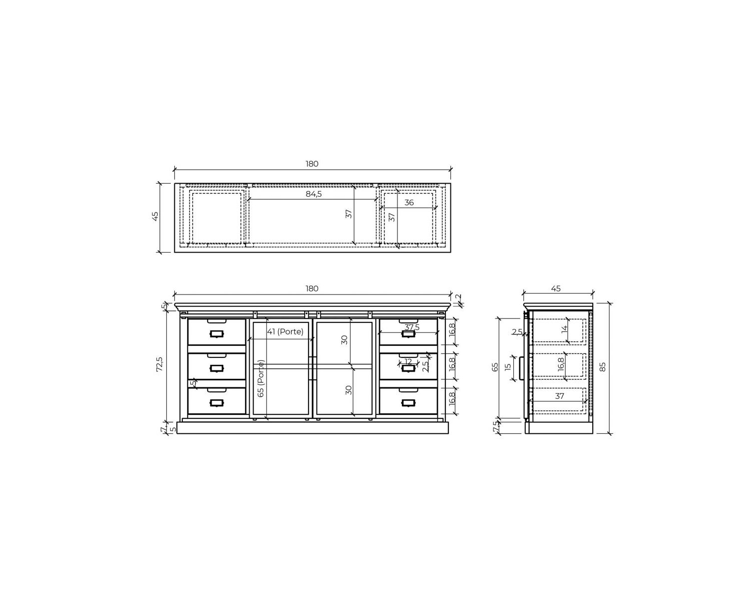Aparador de estilo «factory» de madera maciza y metal «Haden»