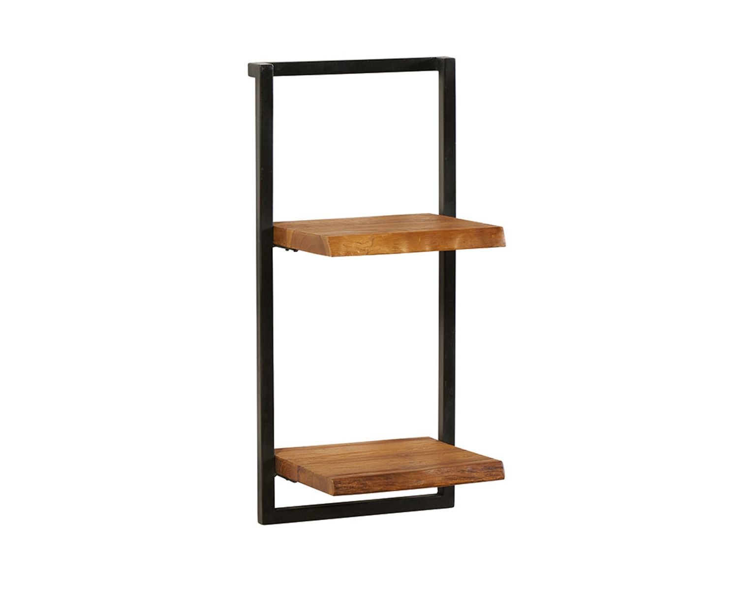 Estantería de pared de 2 baldas, de teca natural reciclada y metal «Ulva»