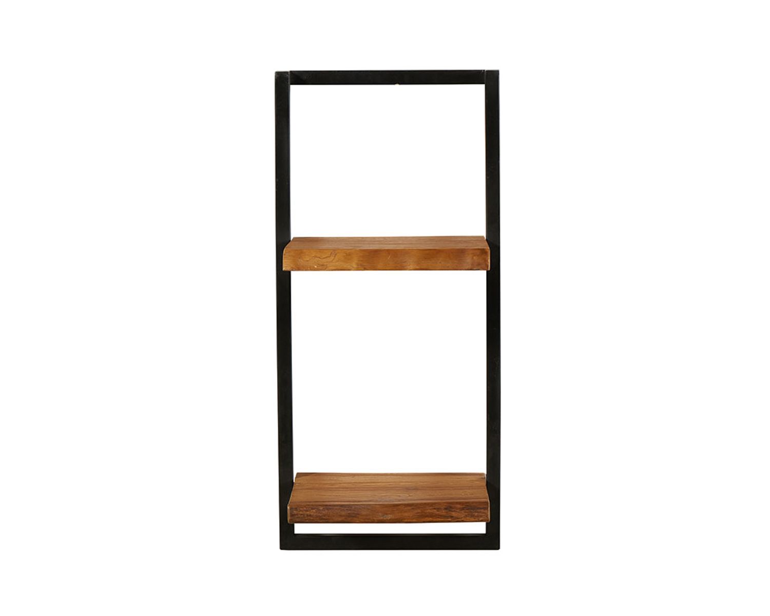 Estantería de pared de 2 baldas, de teca natural reciclada y metal «Ulva»