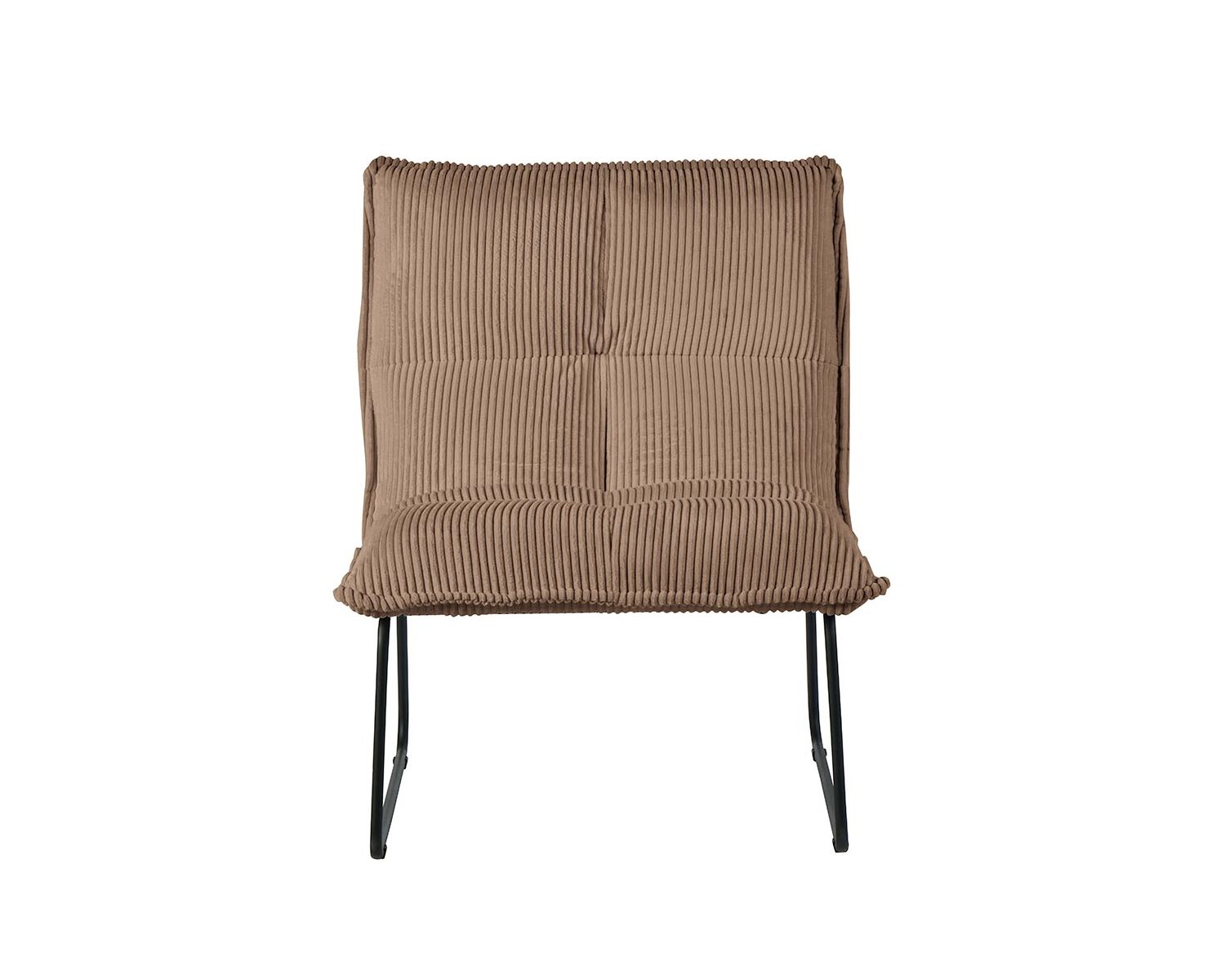 Lote de 2 sillones sin reposabrazos de terciopelo acanalado color camel «Calvin»