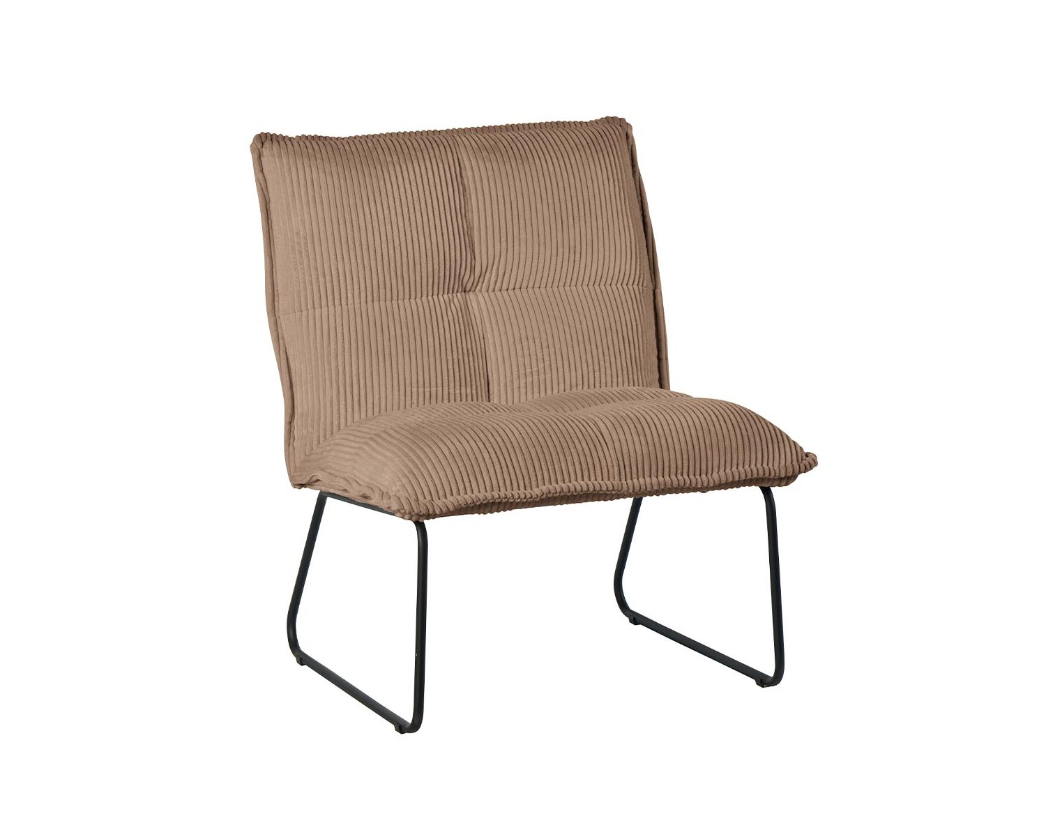 Lote de 2 sillones sin reposabrazos de terciopelo acanalado color camel «Calvin»