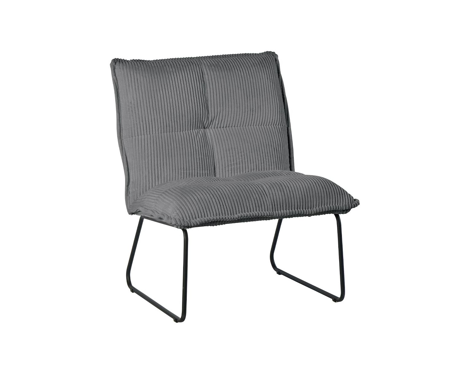 Lote de 2 sillones sin reposabrazos de terciopelo acanalado gris «Calvin»