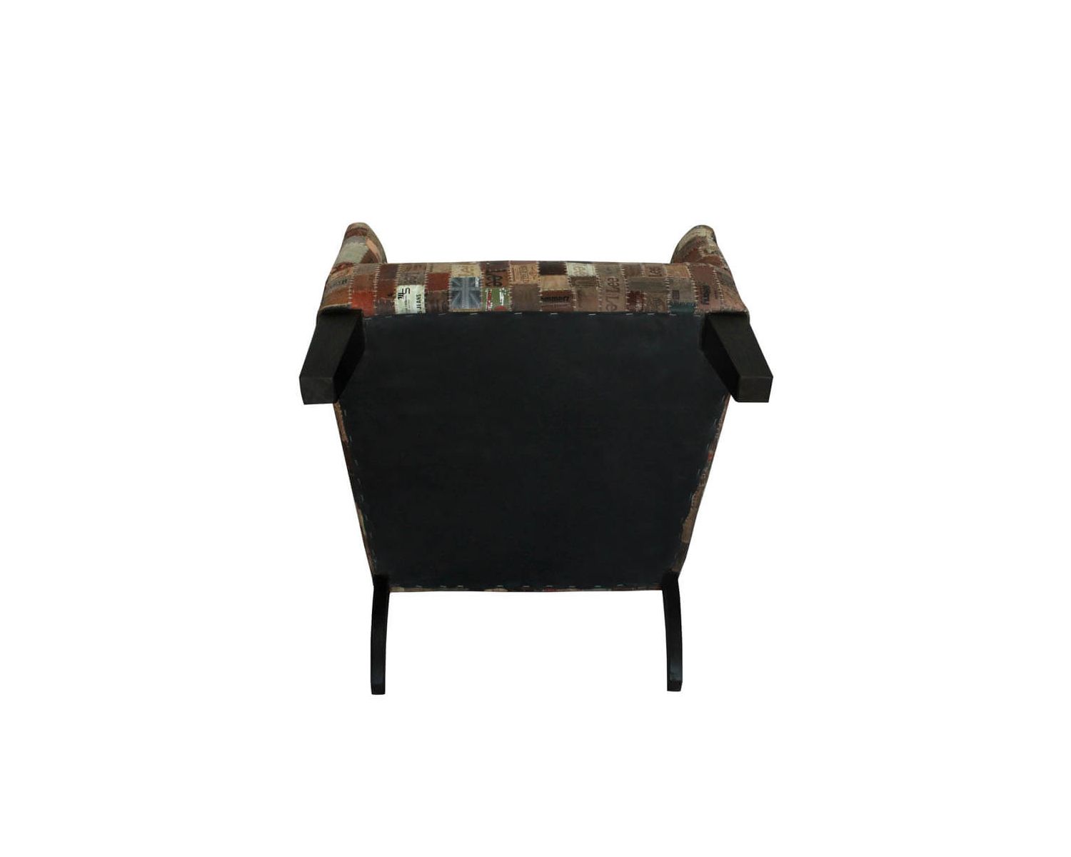 Sillón bergère 100 % único, de tela reciclada y madera «Pop Vintage»