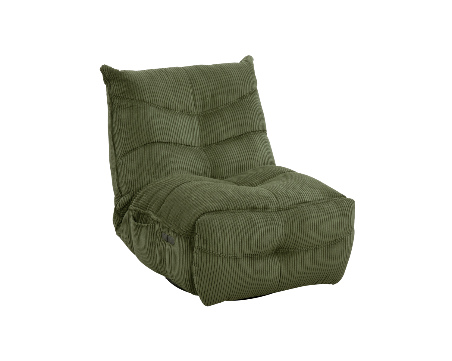 Sillón relax de estilo acogedor en terciopelo acanalado verde «Cascada» con reclinación eléctrica