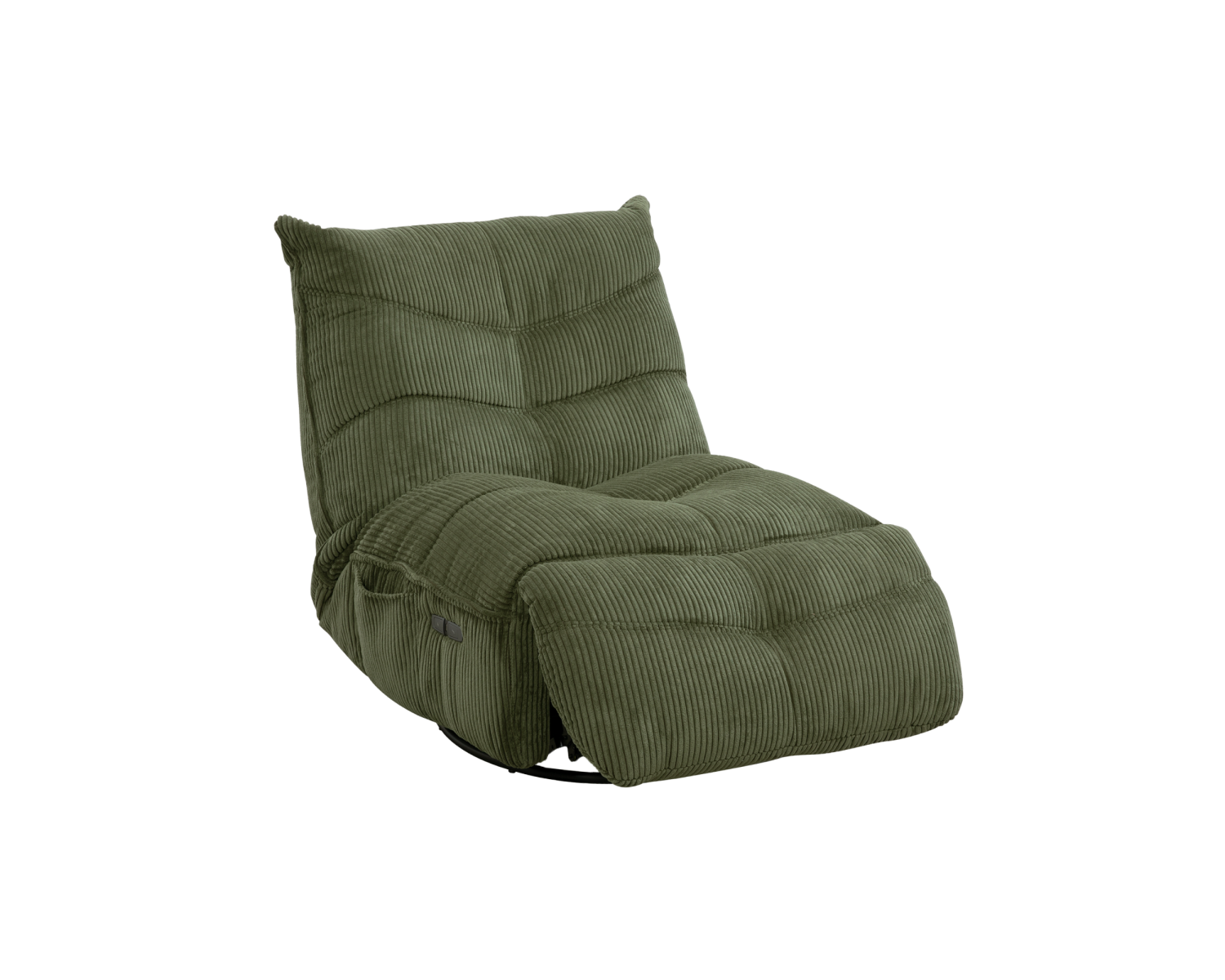 Sillón relax de estilo acogedor en terciopelo acanalado verde «Cascada» con reclinación eléctrica