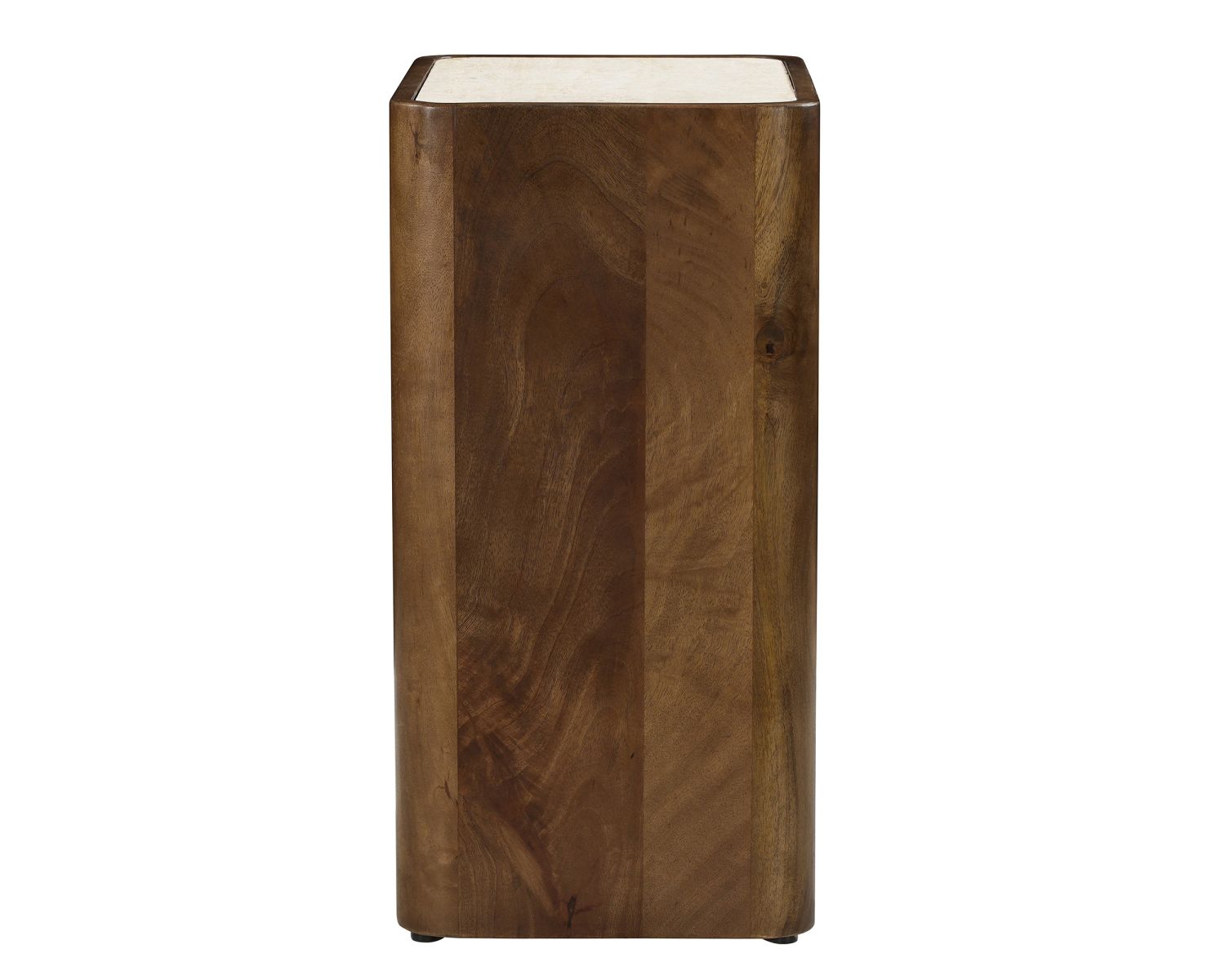 Table de chevet en bois foncé design organique "Netty" avec plateau effet travertin