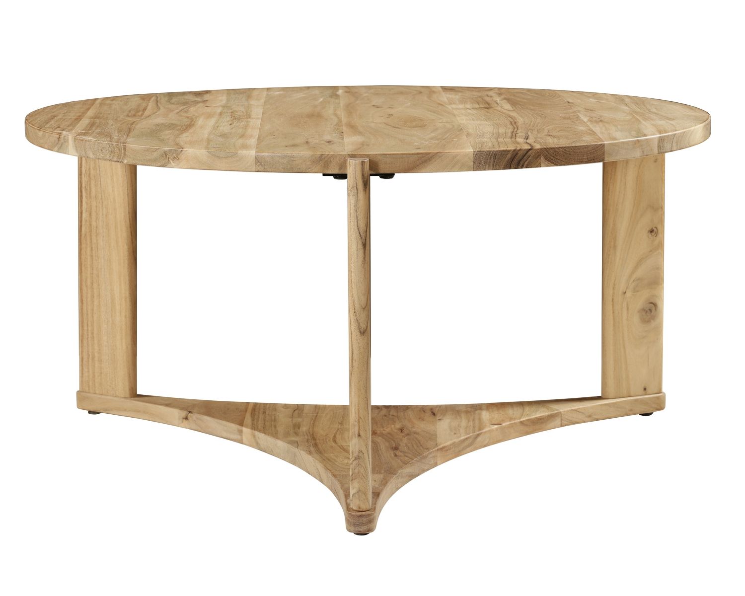 Mesa de salón redonda de diseño minimalista «Trudy», de madera maciza de acacia