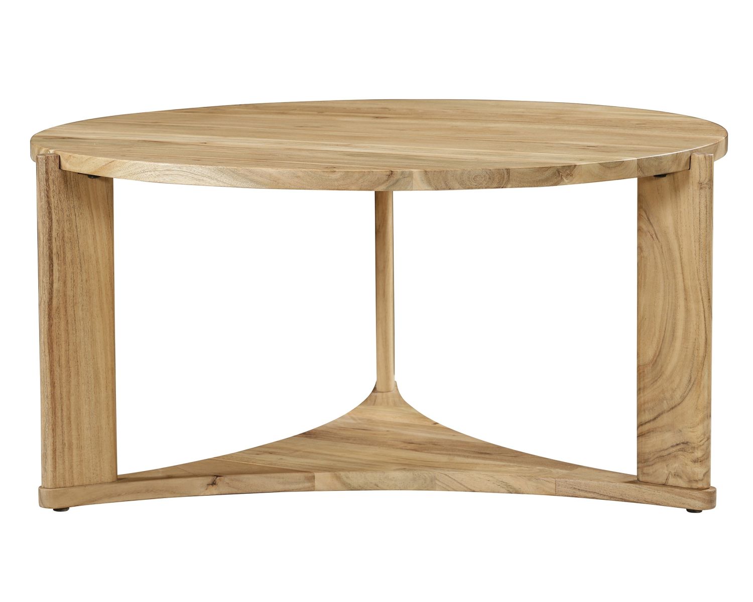 Mesa de salón redonda de diseño minimalista «Trudy», de madera maciza de acacia