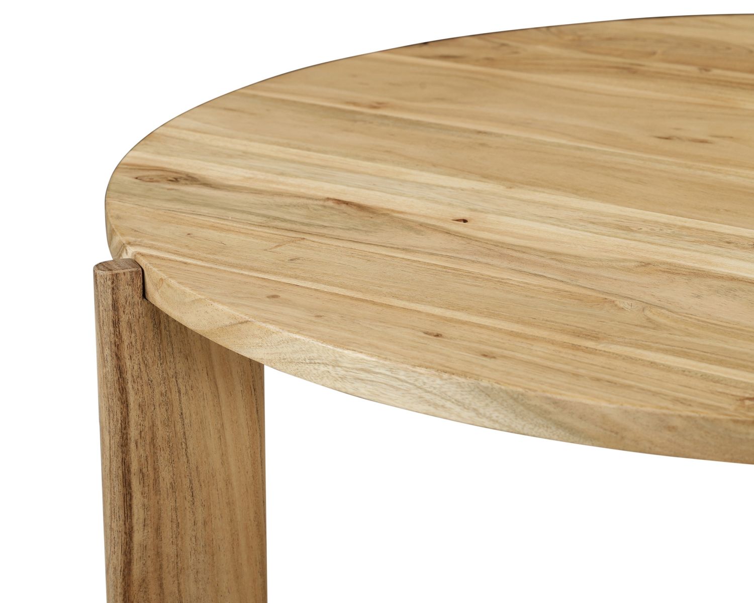 Mesa de salón redonda de diseño minimalista «Trudy», de madera maciza de acacia