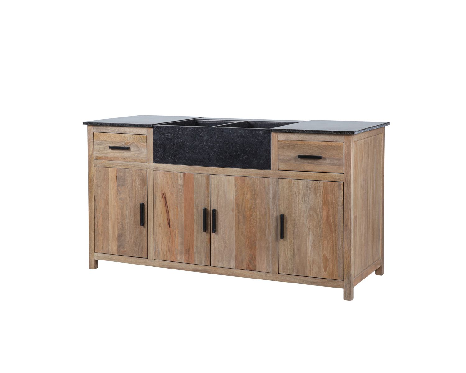 Mueble de fregadero de madera maciza y piedra, 164 cm, «Grand Chef»