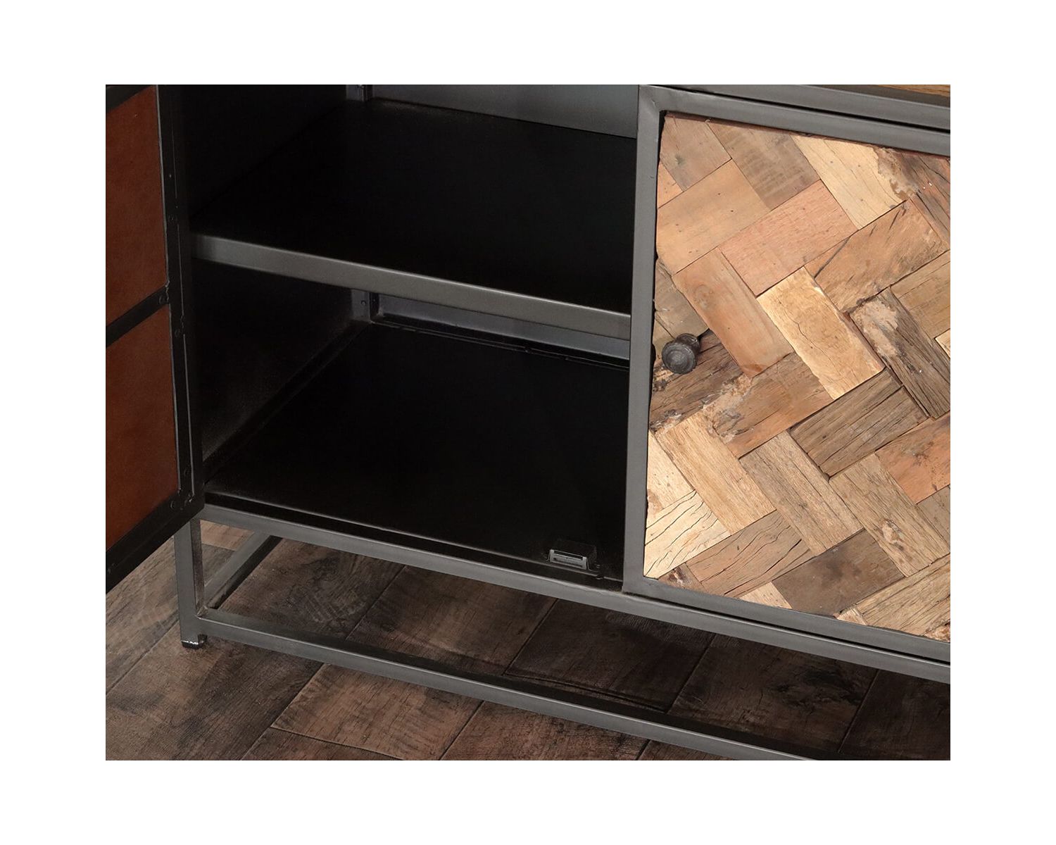 Estantería industrial de 180 x 90 cm, de metal gris y madera de mango «Kaloupilé»