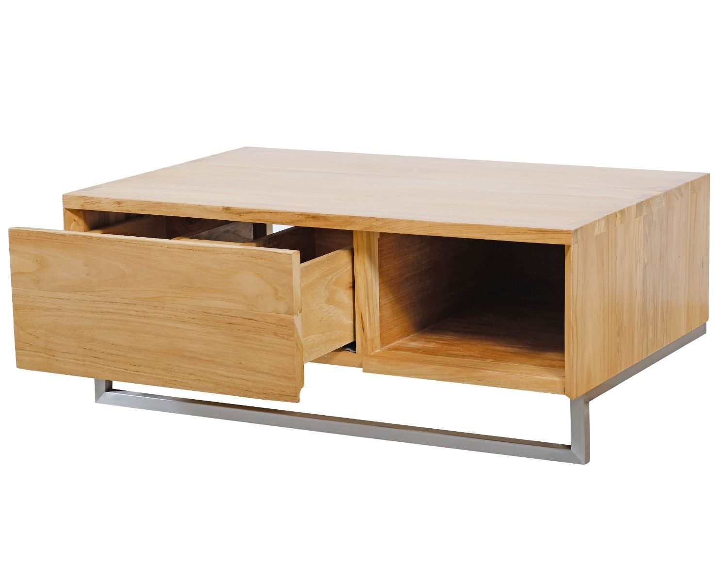 Mueble suspendido para lavabo de teca con toallero de 80 cm «Tika»