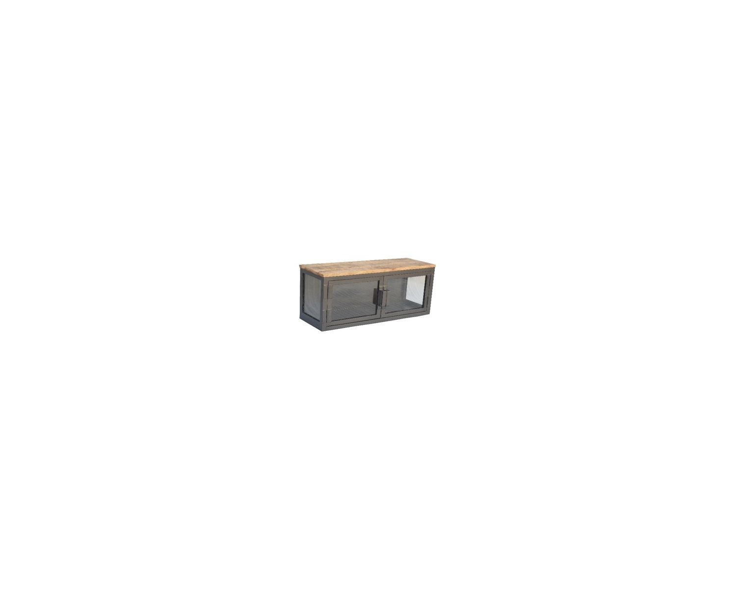 Estantería con puertas de cristal para colgar, con estructura de metal y tablero de madera maciza «Black Cook»