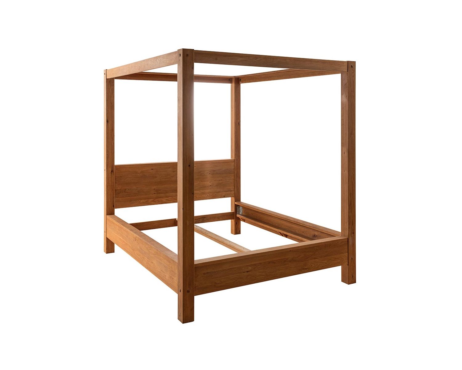 Cama con dosel de roble aceitado para colchón de 160 x 200 cm «Kamaia»