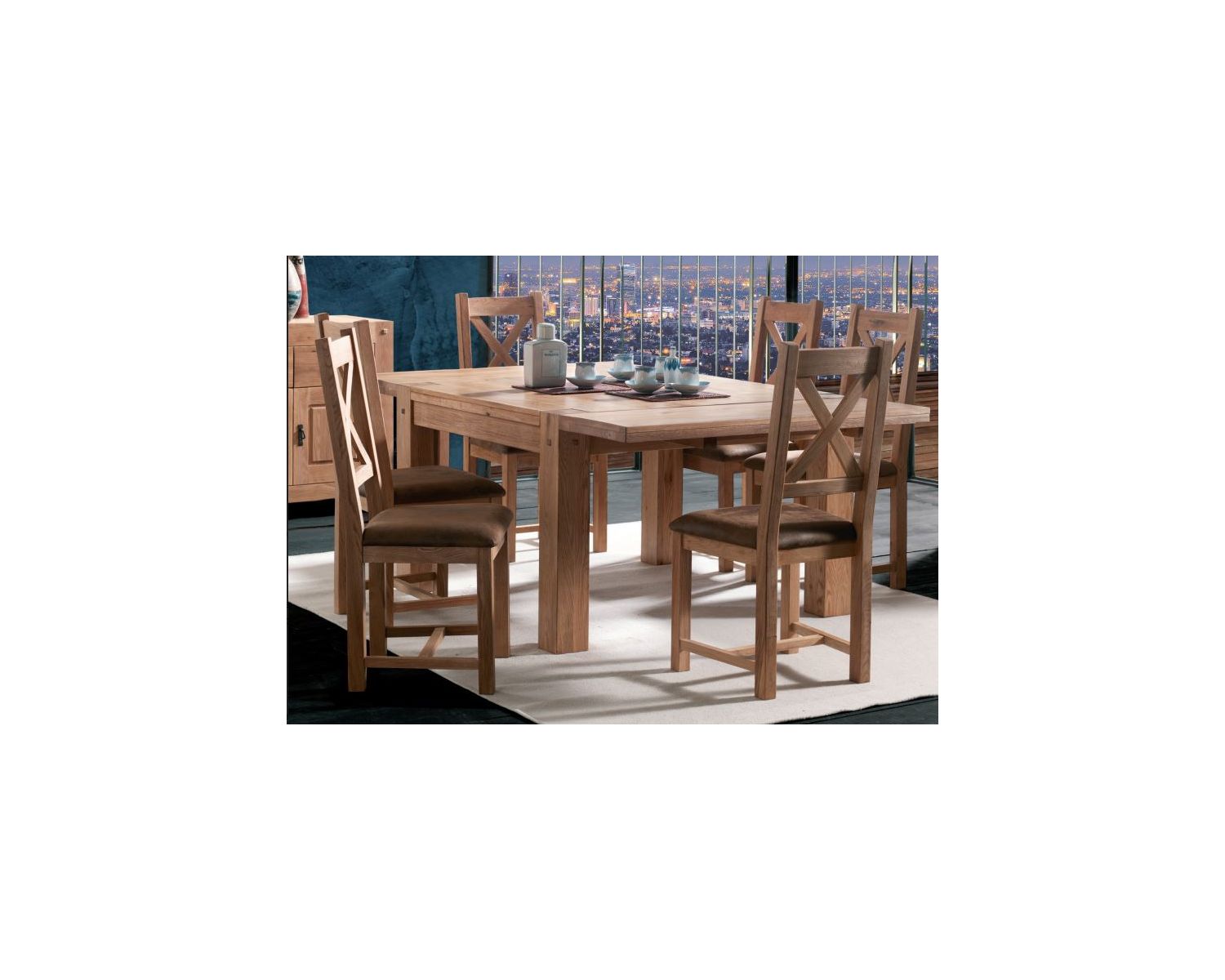 Mesa de comedor cuadrada de roble macizo aceitado «Lodge Casita», 140 x 140 cm