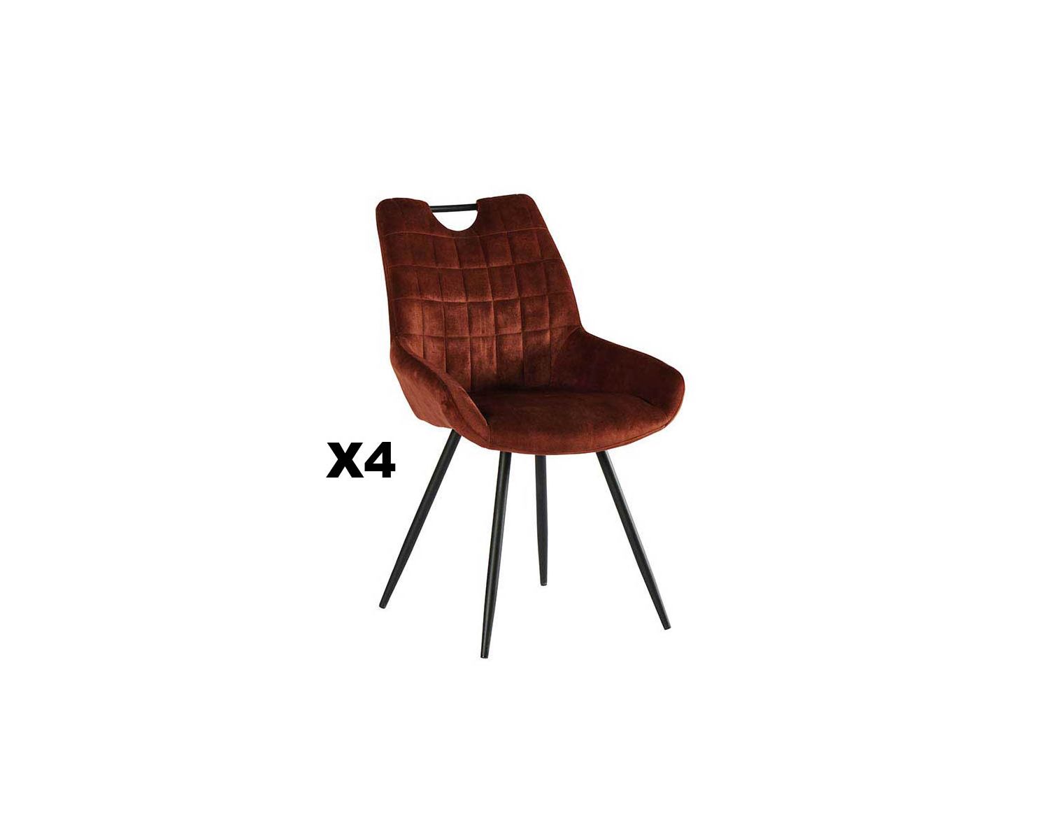 Lote de 4 sillas de mesa vintage negras y de color óxido «Dina» de Casita