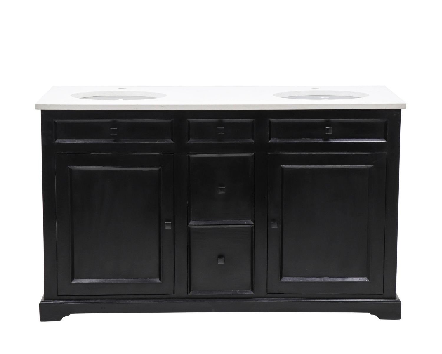 Mueble de baño negro con encimera de cuarzo blanco «Elégance»