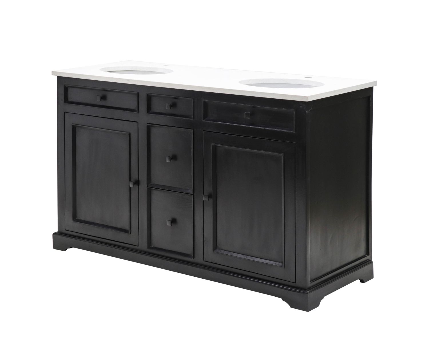 Mueble de baño negro con encimera de cuarzo blanco «Elégance»