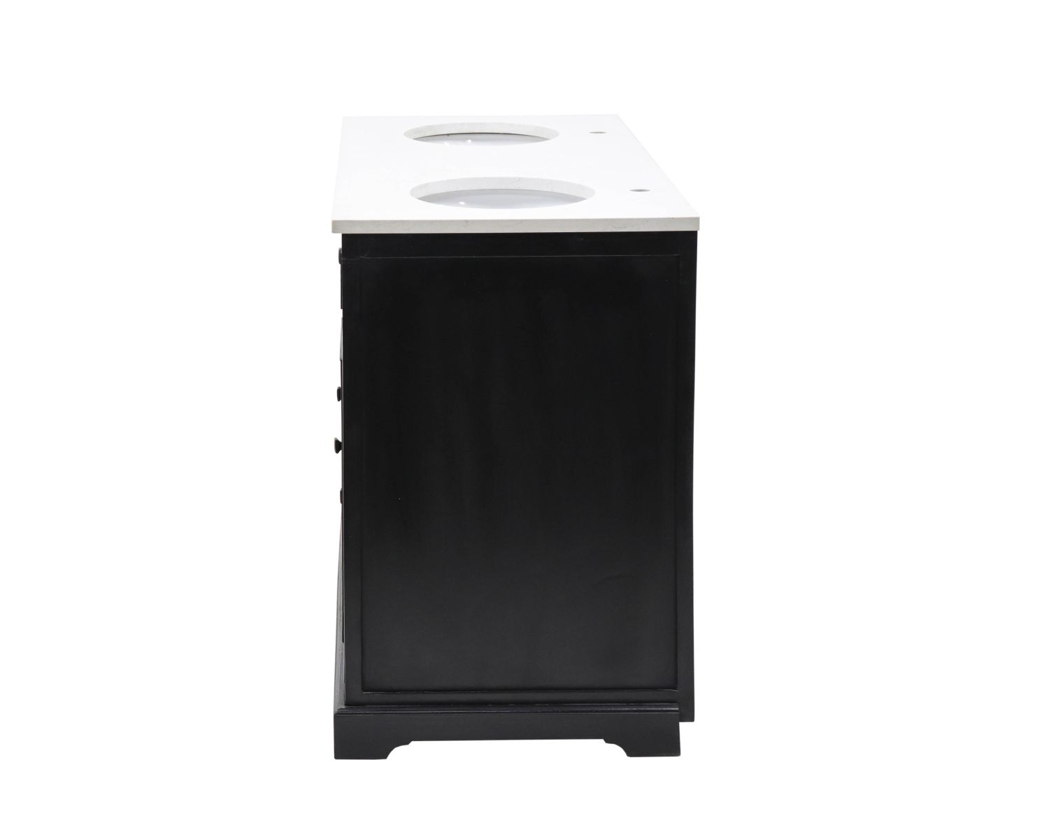 Mueble de baño negro con encimera de cuarzo blanco «Elégance»