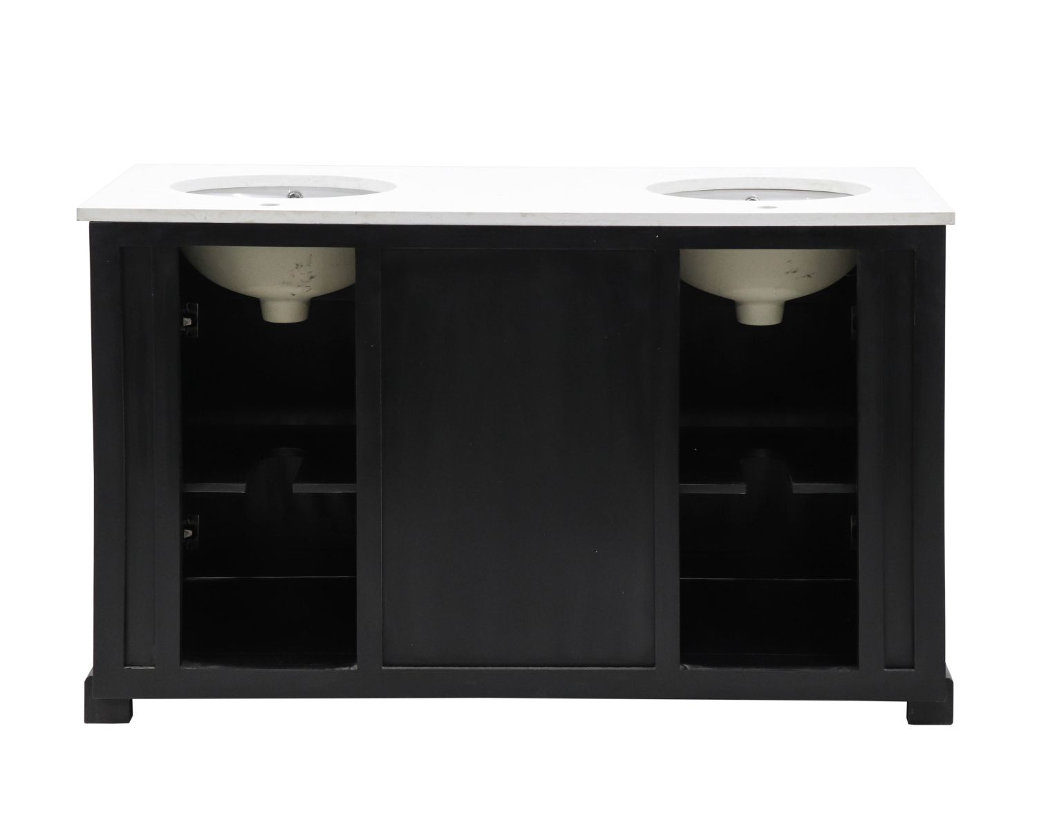 Mueble de baño negro con encimera de cuarzo blanco «Elégance»