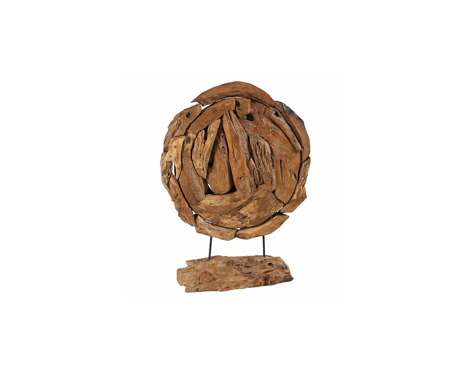 Escultura decorativa redonda de raíz de teca maciza «Madera»