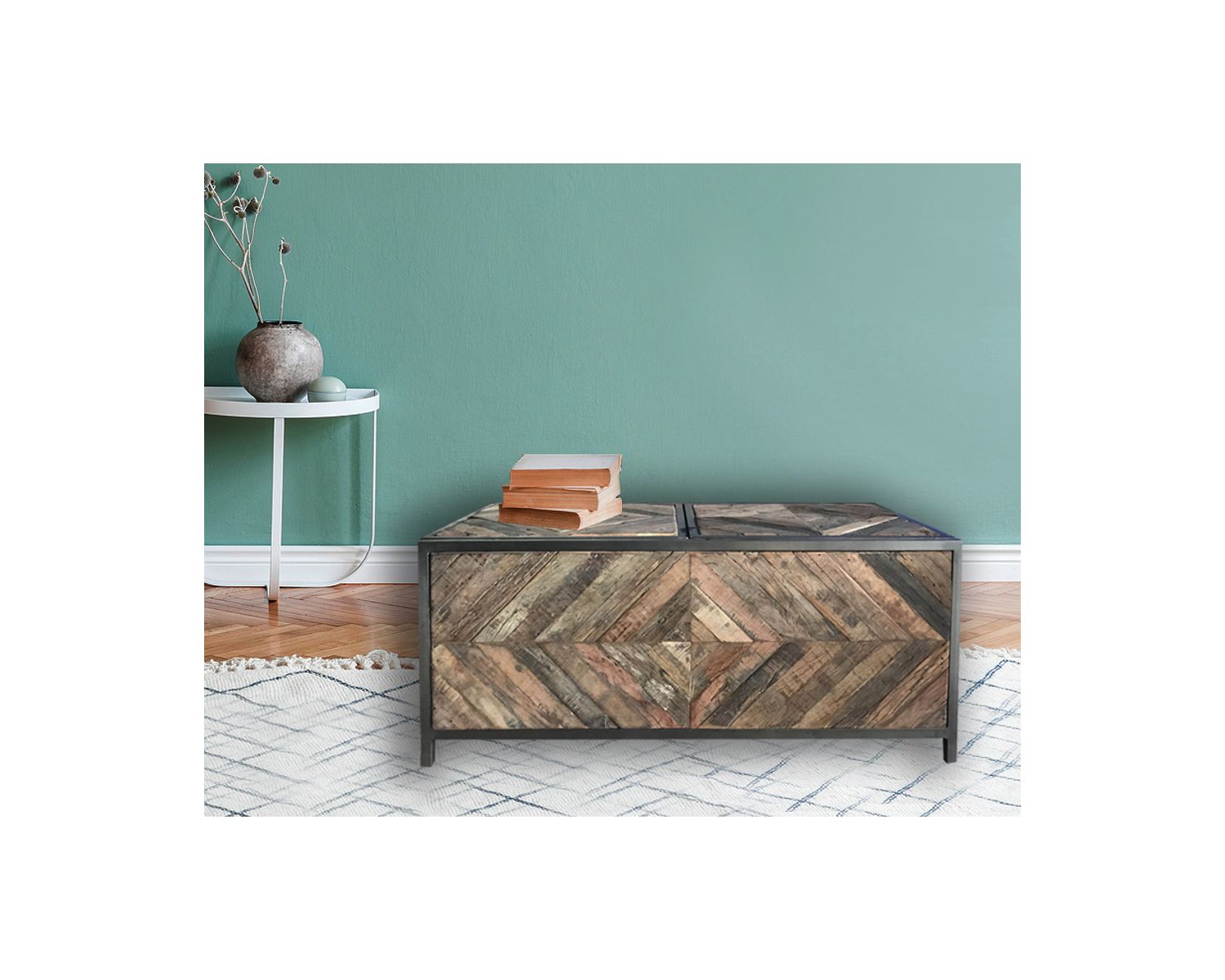Mesa de centro tipo bar de metal y madera industrial de 100 cm «Wood»